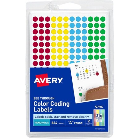 Avery Label, Dots, See-Thru, 1/4Dia 860PK AVE05796